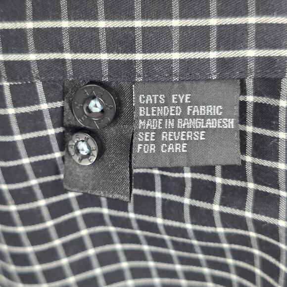 Cats Eye Black Stripe Button Down Long Sleeve Work Casual Dress Shirt Mens L - Picture 7 of 8